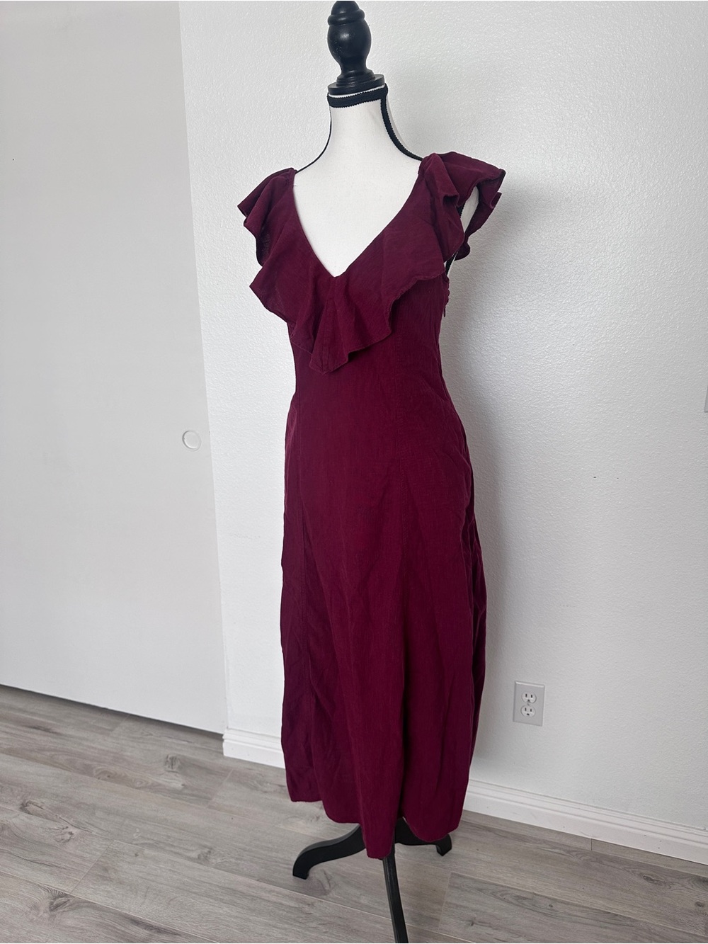 Universal Thread Red Ruffle V-Neck Midi Dress